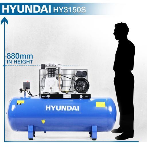 Hyundai 3hp 150L belt drive air compressor static floor mounted HY3150S