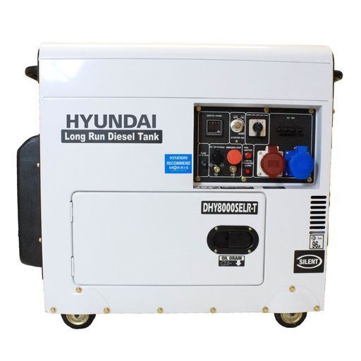 Hyundai 6kW 7.5kVA Multi Single and Three Phase Silenced Long Run DHY8000SELR-T