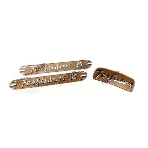 FERGUSON 35 FE35 CHROME AND GOLD BADGE SET OF 3 PAINTED *SUPERB QUALITY*