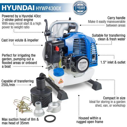 Hyundai 43cc 2-Stroke 1.5 Inch Water Pump