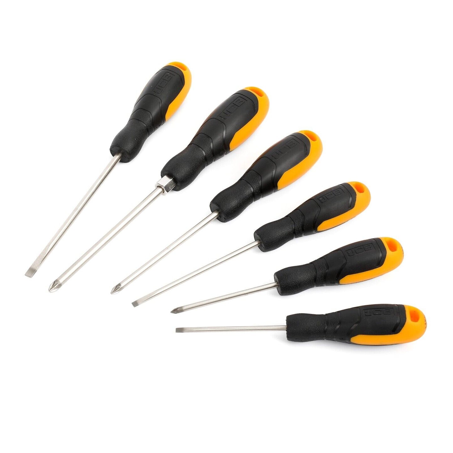 JCB 6 Piece Screwdriver Set Durable Magnetic Tip Soft Grip Pozi *High Quality*