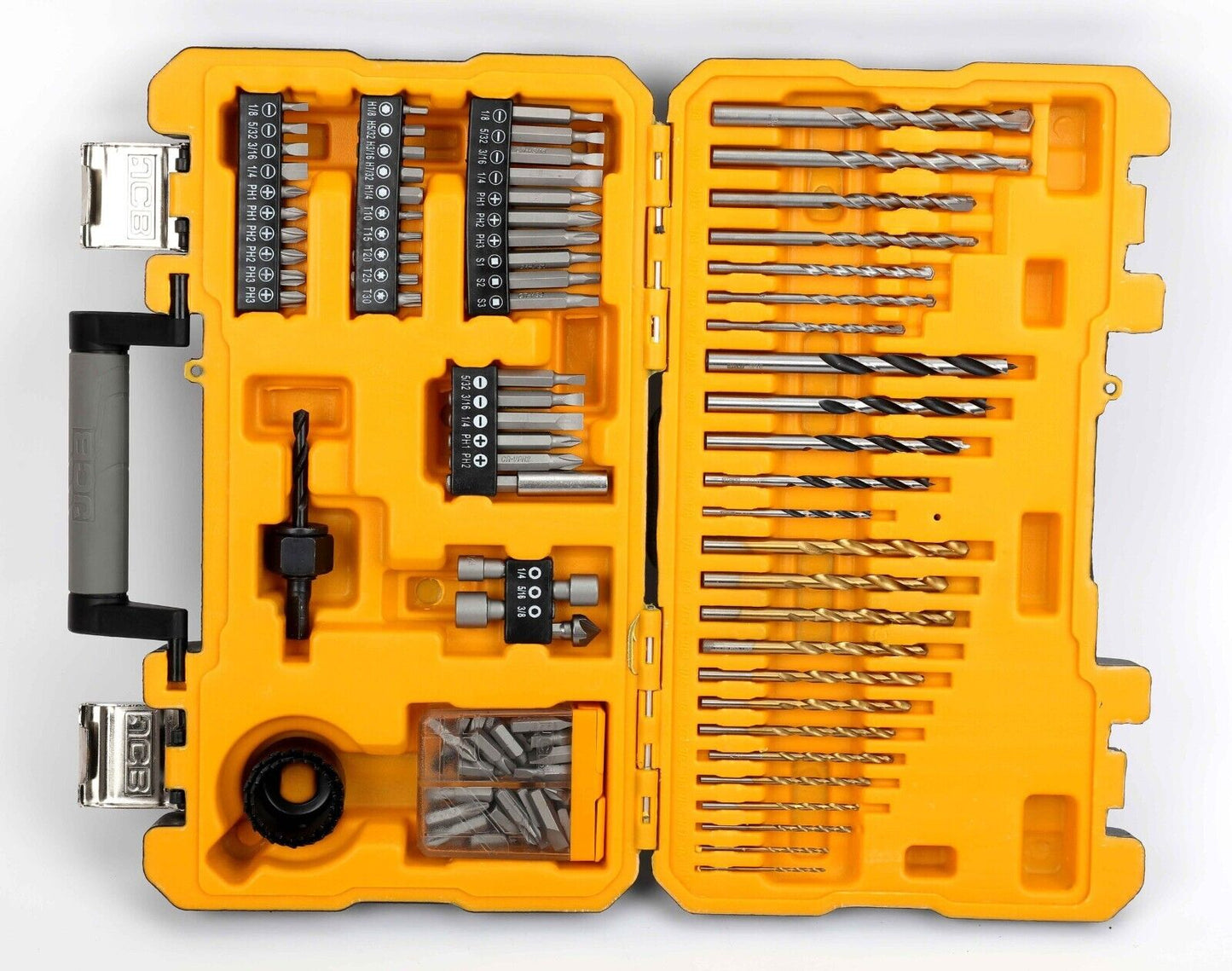 JCB 100 Piece Drill Bit Screw Driver Bit Accessory Set in Case Universal fit