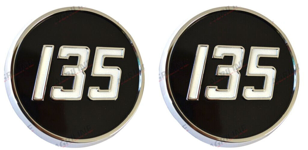 PAIR MASSEY FERGUSON 135 MF135 SIDE BADGE CHROME PAINTED *SUPERB QUALITY*