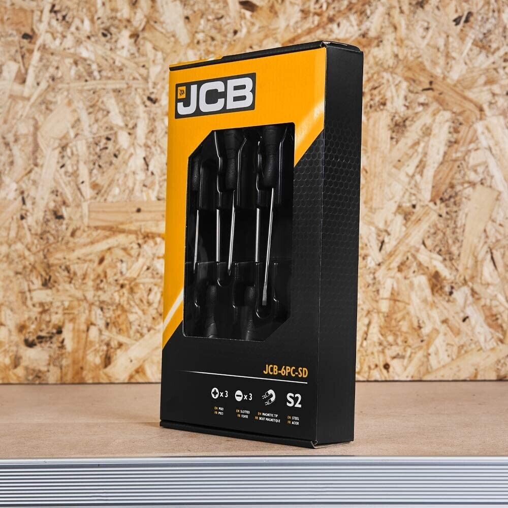 JCB 6 Piece Screwdriver Set Durable Magnetic Tip Soft Grip Pozi *High Quality*