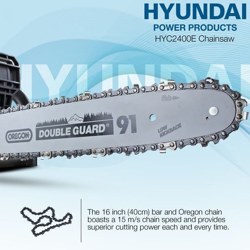 Hyundai 2400w 230v electric Chainsaw 16 inch 40cm bar HYC2400E