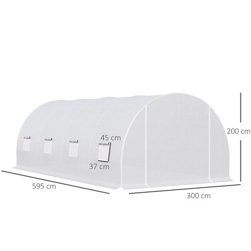 Outsunny 6 x 3 x 2 m Polytunnel Greenhouse w/ Zippered Door and 8 Windows