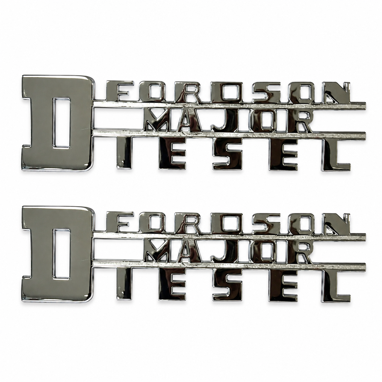 PAIR FORDSON MAJOR DIESEL SIDE BADGE CHROME *BEST SUPERB QUALITY*