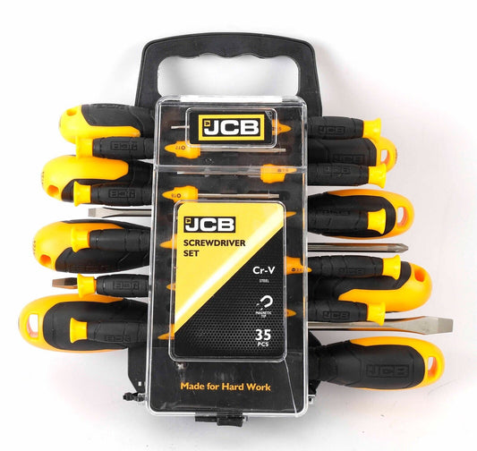 JCB 35 Piece Screwdriver Set Magnetic Tip pozi flat  *High Quality Kit*