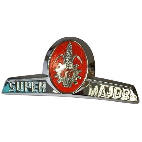 FORDSON SUPER MAJOR FRONT NOSE BADGE CHROME AND ORANGE *BEST SUPERB QUALITY*