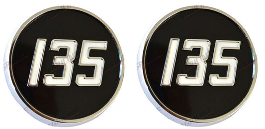 PAIR MASSEY FERGUSON 135 MF135 SIDE BADGE CHROME PAINTED *SUPERB QUALITY*