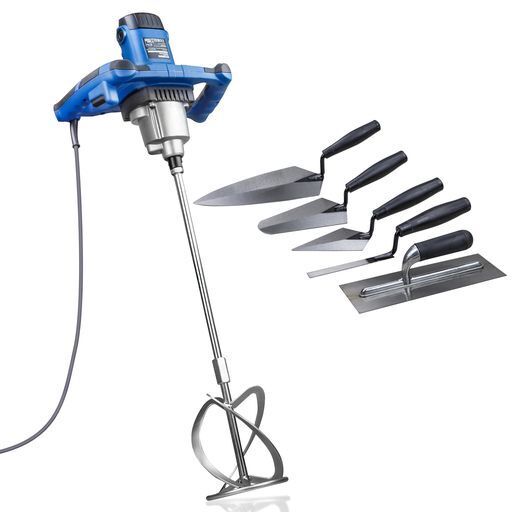 Hyundai 1600W Electric Paddle Mixer with 5 Piece Trowel Set 230v/240v