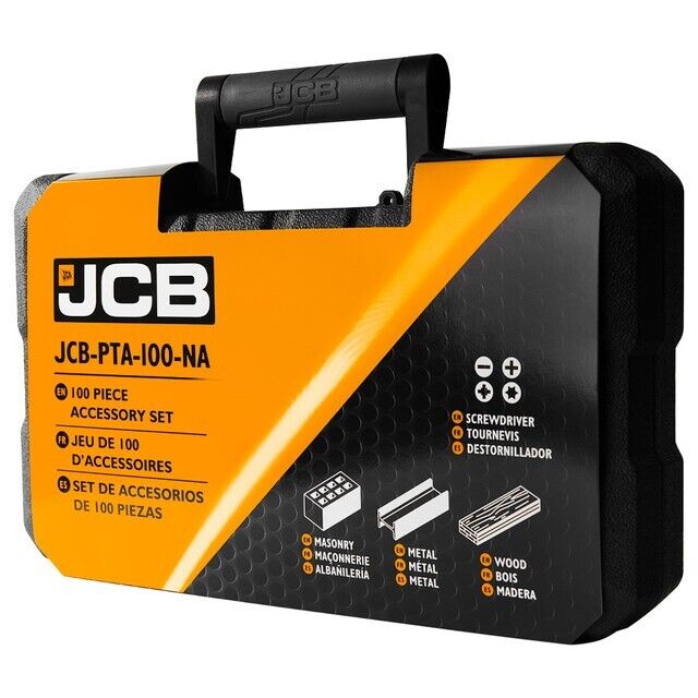 JCB 100 Piece Drill Bit Screw Driver Bit Accessory Set in Case Universal fit