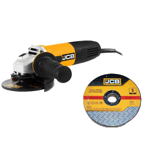 JCB 850W Corded Angle Grinder 125mm with x5 2.5mm cutting Discs set