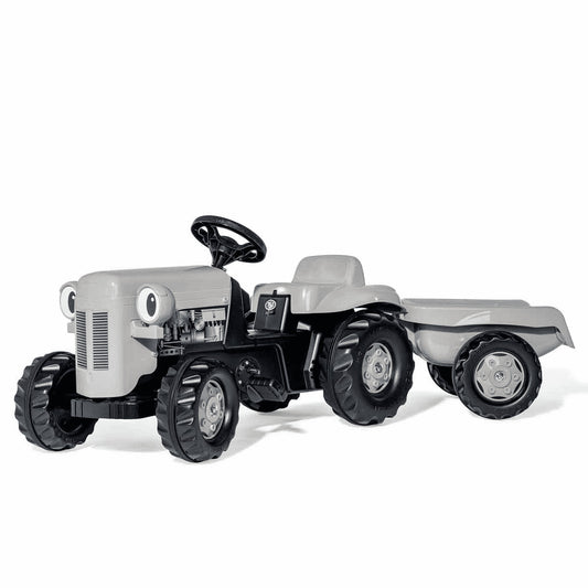 LITTLE GREY FERGIE FERGUSON RIDE ON PEDAL TOY TRACTOR AND TRAILER YOUNG FARMER