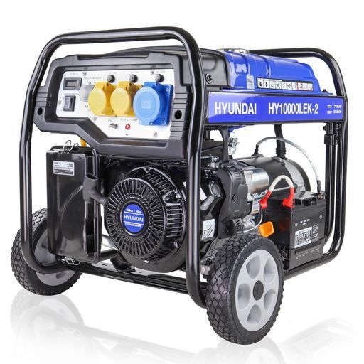 Hyundai 8kW 10kVA Recoil and Electric Start Site Petrol Generator HY10000LEk-2